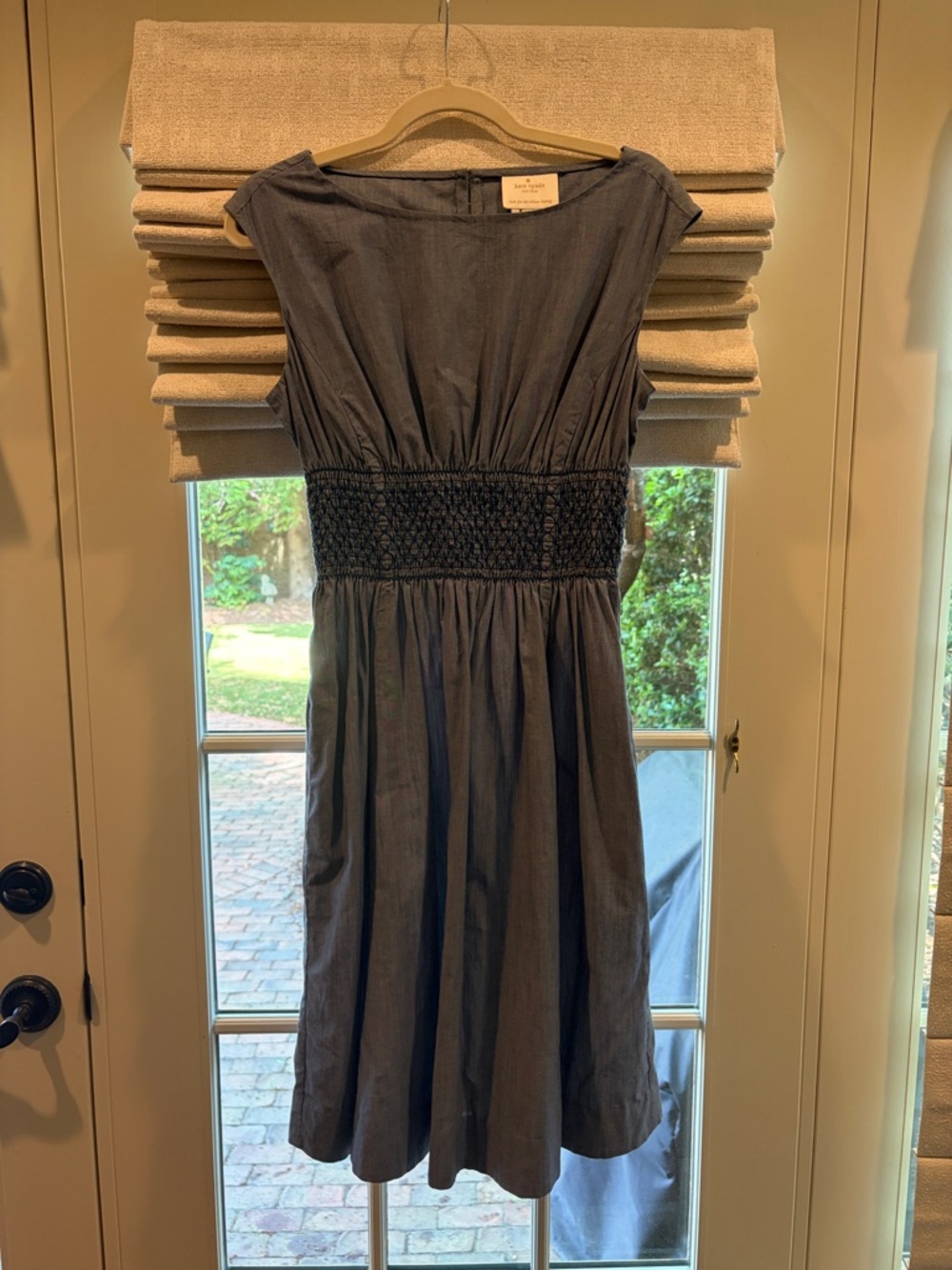kate spade cotton blue sleeveless smocked-waist dress - Picture 2 of 6